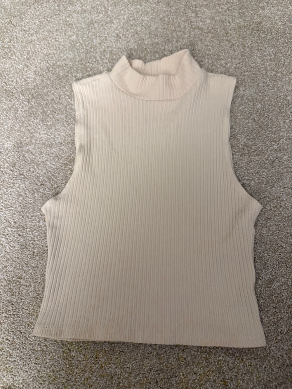 Reformation Mock Neck Ribbed Tank Top - Cream